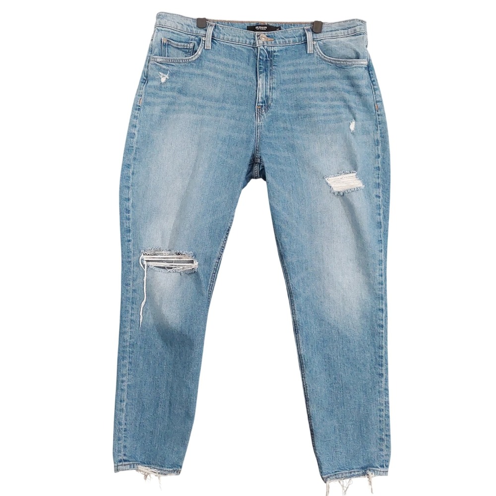 Hudson Lana Boyfriend Jeans Women 34x29 Light Blue Distressed Frayed Hem W211DPP